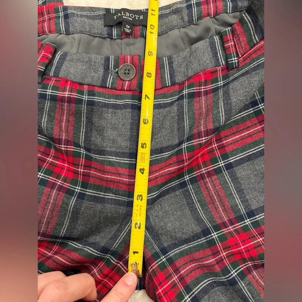 Talbots Plaid Straight Leg 0P preppy dark light academia lined wool blend geek - Picture 11 of 14